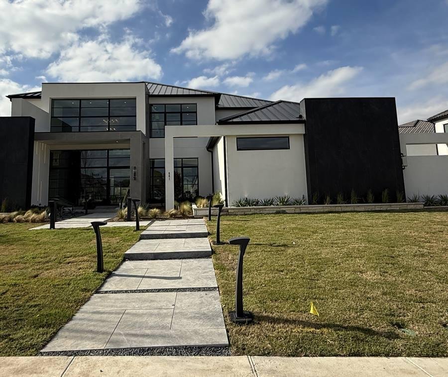 Modern two-story DFW residence, front elevation